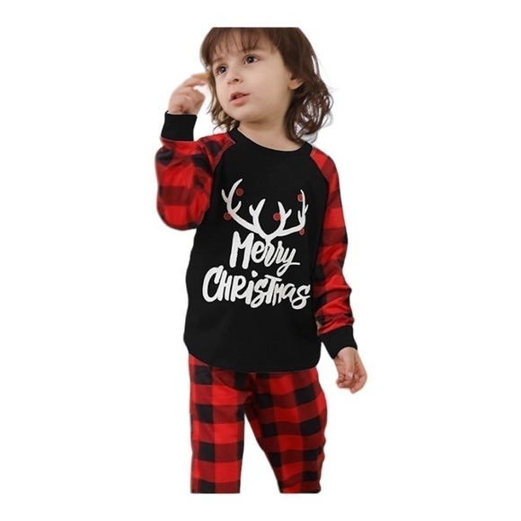 𝅺CHRISTMAS Family Matching Pajamas Buffalo Plaid Reindeer Merry Christmas Size 8 - Picture 1 of 3